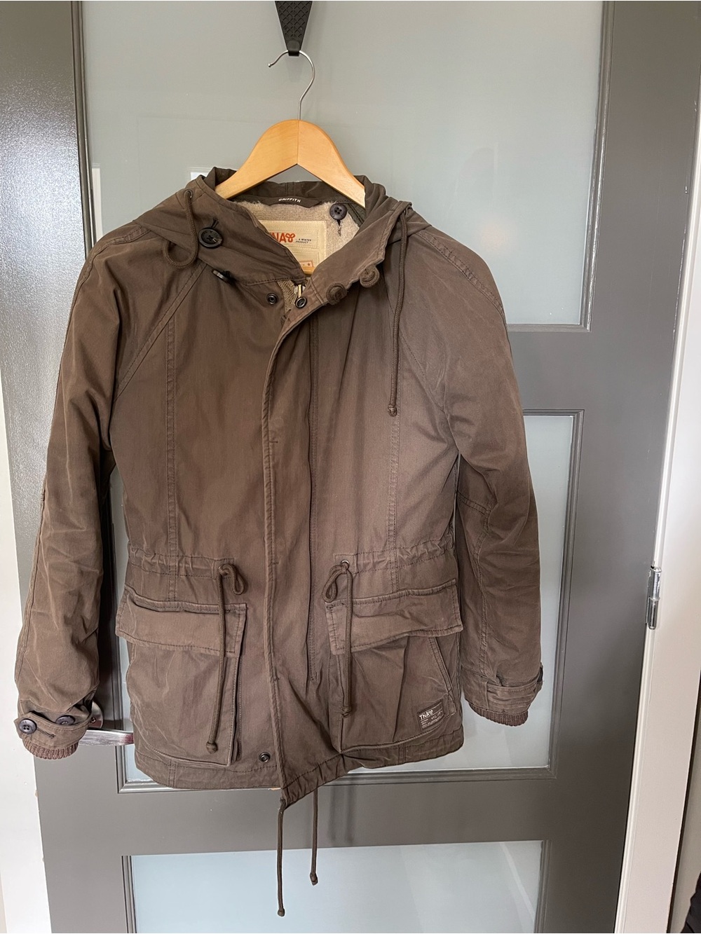 TNA Aritzia Griffith 2-in-1 Military Parka Jacket XXS - Olive Green / Brown